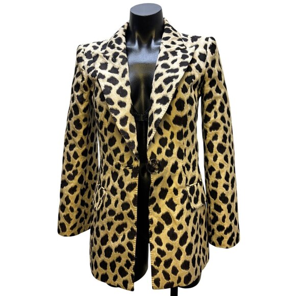 Giorgio Armani Leopard Print Blazer Jacket Tan Brown S - Picture 5 of 9
